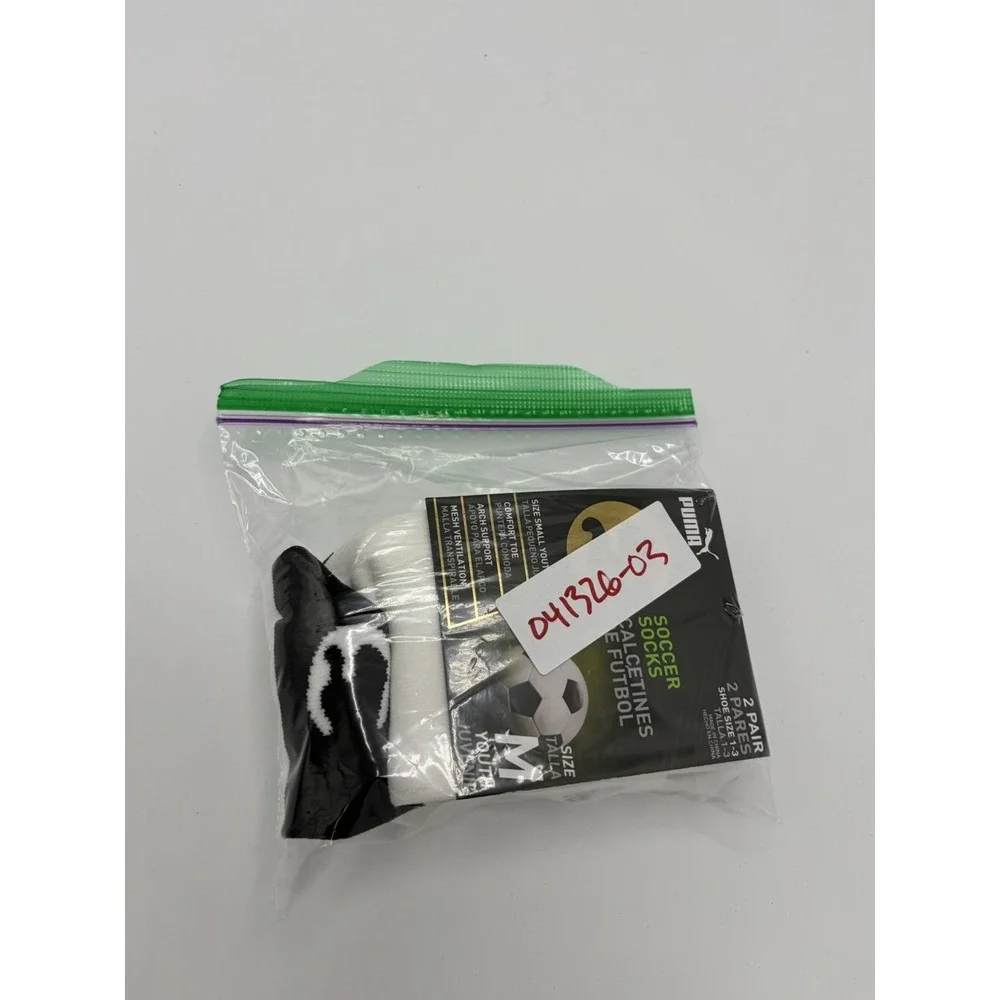 ProCat Puma Youth Medium Shoe Size 1-3 Black White Soccer Socks SINGLE PAIR  NEW